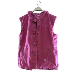 RARE Carhartt Women's Sandstone Berkley Hooded Vest‎ "Tulip Pink" Sherpa Lined S